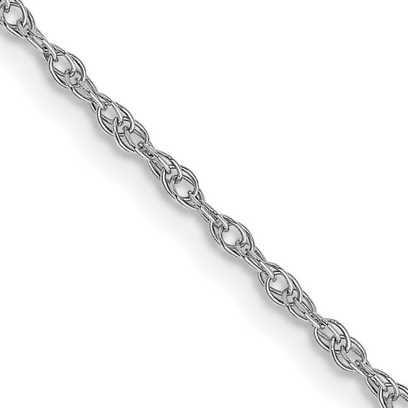 Diamond2Deal 10K White Gold 1.15mm Carded Cable Rope Chain Necklace for Women 16"