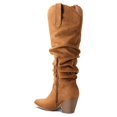thumbnail image 5 of PENNYSUE Women's Knee-High Pointed Toe Camel Boots Wide Calf Mid Chunky Heel Slouchy Boots With Side Zippers Boots 8.5M, 5 of 8