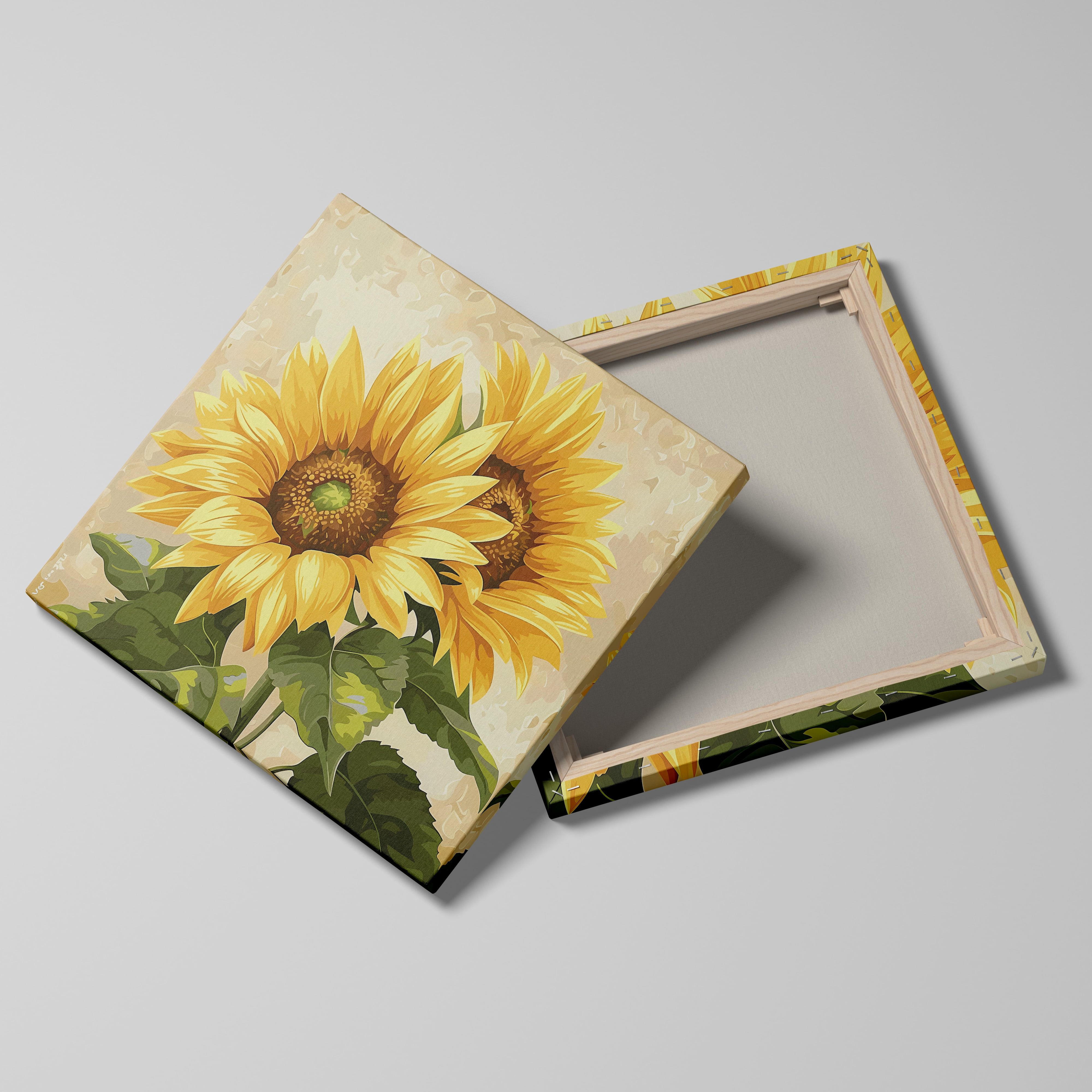 Sunflower Canvas Wall Art, Sunflower Pictures Framed Spring Summer Wall Decor Aesthetic Floral Artwork Vintage Sunflowers Décor Flower Poster Painting for Living Room Ready to Hang (16x16 Inches)