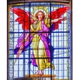 thumbnail image 2 of Perry, William 15x17 Gold Ornate Wood Framed with Double Matting Museum Art Print Titled - Colorful Archangel Uriel Stained glass Cathedral Puebla-Mexico Built in 15 to 1600s, 2 of 4
