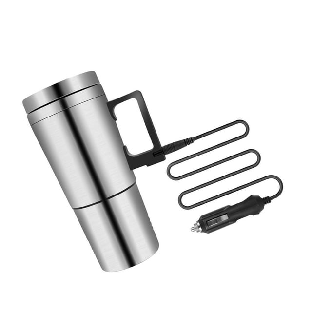 Stainless Steel Car Electric Kettle Heating Cup 300ml Silver 24V