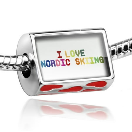 Bead I Love Nordic Skiing,Colorful Charm Fits All European