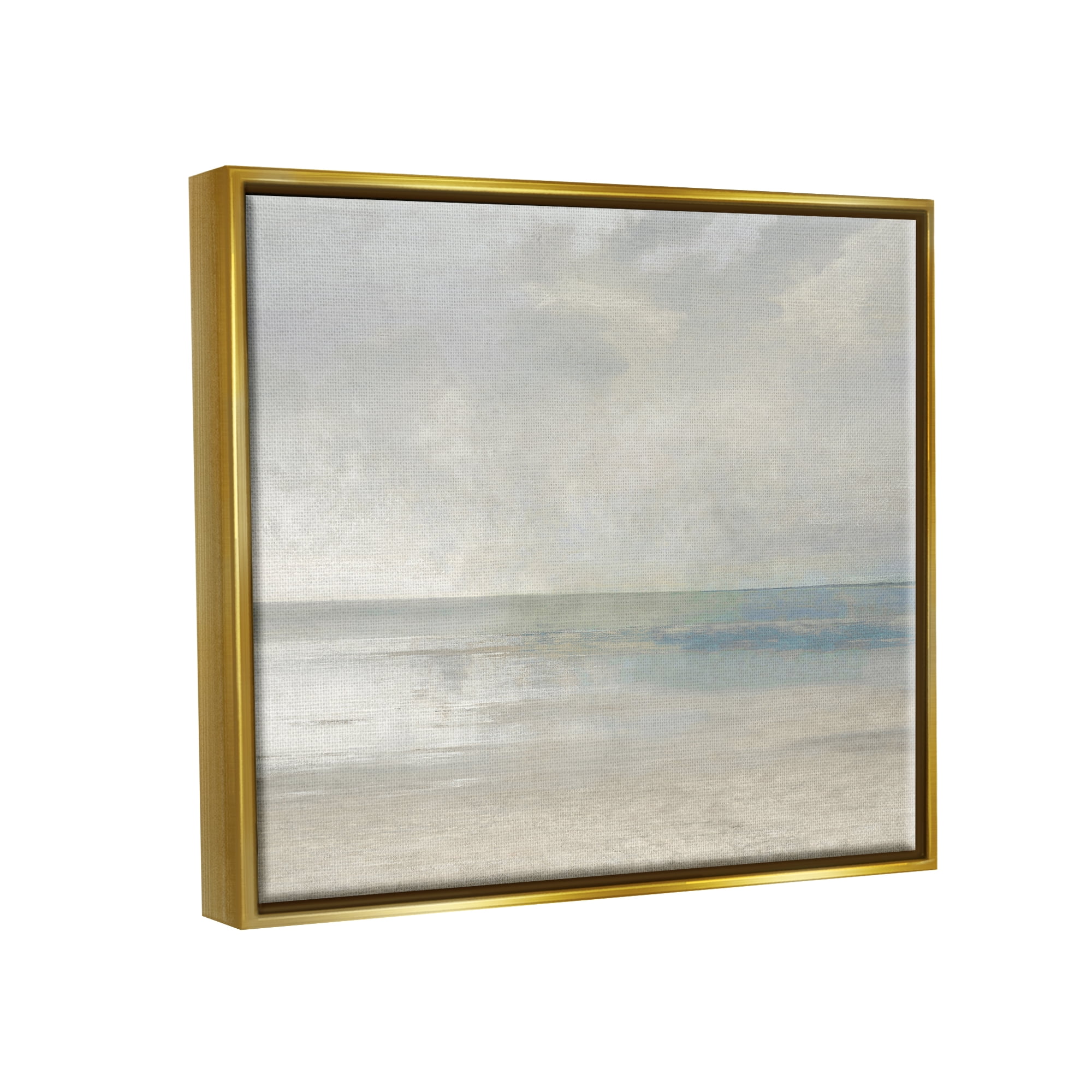 Stupell Sandy Tide Ocean Horizon Landscape Painting Gold Floater Framed Art Print Wall Art