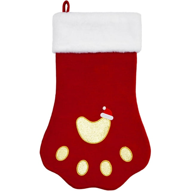 Dbfengbilian 20 Inches Christmas Stockings with Customizable Letters with Super Soft Plush Cuff Embroidered Letter (Pet Paw)
