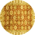 thumbnail image 1 of Ahgly Company Machine Washable Indoor Round Oriental Yellow Traditional Area Rugs, 4' Round, 1 of 4