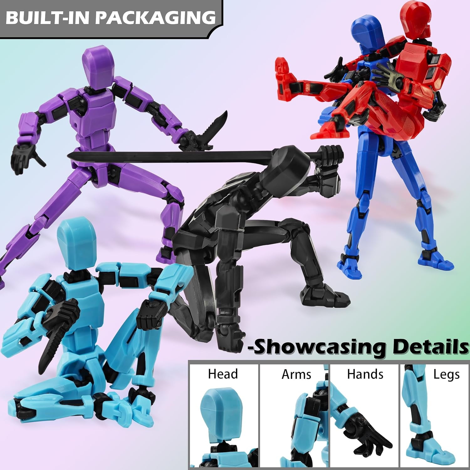 T13 Action Figure Set, 5PCS Robot Action Figure Titan 13 3D Printed Toys Articulated, Suitable For Stop Motion Animation, Desktop Decoration, Christmas Gifts