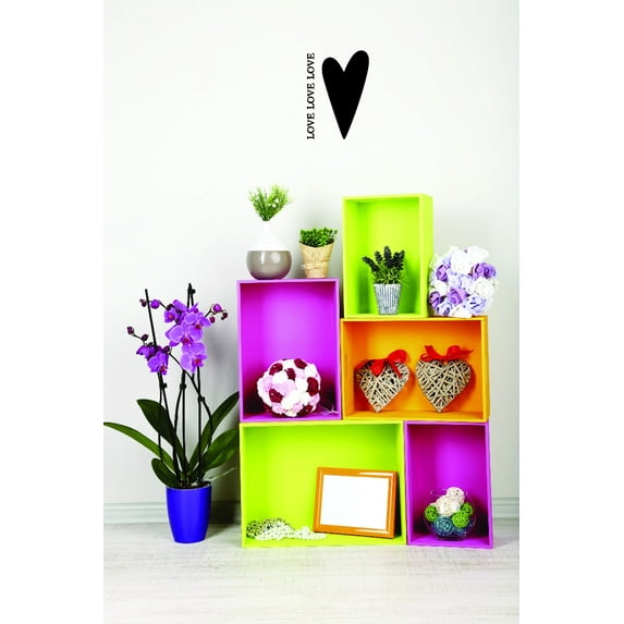 Custom Wall Decal Love Love Love Peel & Stick Sticker Home Decor Art Vinyl Wall Decal 18x18 Inches