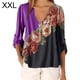 thumbnail image 1 of Blusa Camisa con cuello en V y estampado floral Blusa suelta de manga larga Top de mujer, Morado oscuro, XXL tholdsy AP002021-77, 1 of 3