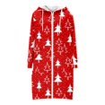 thumbnail image 3 of Women's Christmas Printed Long Sleeve Hooded Sweatshirt Jacket with Drawstring and Zipper Pockets, Fashionable Casual Wear for Fall and Winter,Red,M, 3 of 6