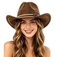thumbnail image 2 of Cowboy Hat for Women and Men Western Cowgirl Hats Suede Cowboy Hat for Rodeo, Farming,Traveling,Outdoor Work, 2 of 5