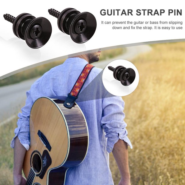 2x Clavijas de guitarra Correa antideslizante Hebilla Pin de bloqueo para ukelele bajo (Negro) Likrtyny Para Estrenar