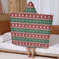 thumbnail image 5 of Red and Green Christmas Snowman Pattern Hooded Bath Towel，50"x30" for Ages 3 To 12 Kids, Quick Dry Lightweight Soft Microfiber Hood Beach Towel Cover Up for Kids, 5 of 7