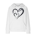 thumbnail image 3 of Graphic Hoodies for Women Fashion Waffle Heart Print Crewneck Sweatshirts Long Sleeve Fall Loose Casual Tops with Pocket(White L), 3 of 4