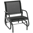 thumbnail image 2 of Outsunny Outdoor Glider Chair, Swing Chair with Breathable Mesh Fabric, Curved Armrests and Steel Frame for Porch, Garden, Poolside, Balcony, Black, 2 of 9