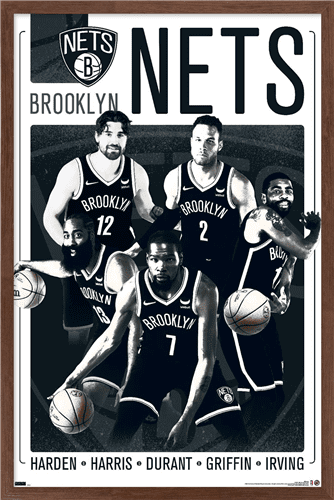 NBA Brooklyn Nets - Team 21 Wall Poster, 22.375 x 34, Framed 