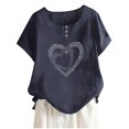 thumbnail image 4 of Blusa de manga corta con cuello redondo para mujer a la moda, camisetas sueltas con estampado Fridja  hjk4979, 4 of 5