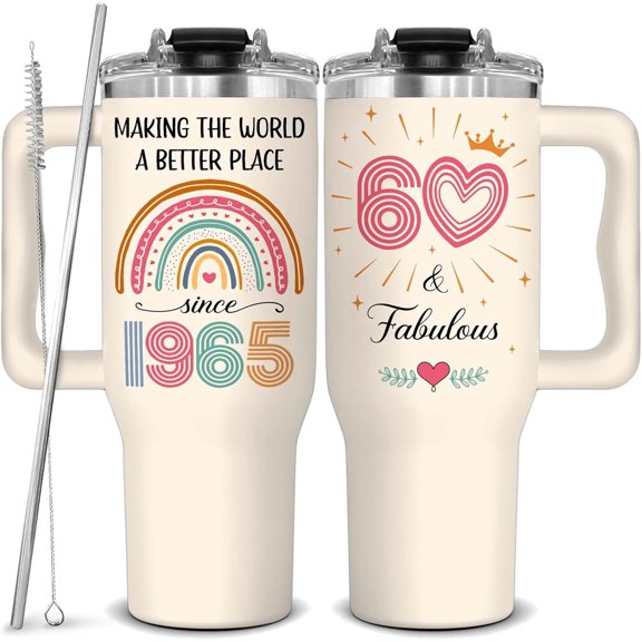 50th Birthday Gifts for Her, Christmas Tumbler for Women, Birthday Decorations for Women, Since 1975 Cool Gifts for 50th Birthday, 40 Oz Tumbler with Handle Christmas Gifts