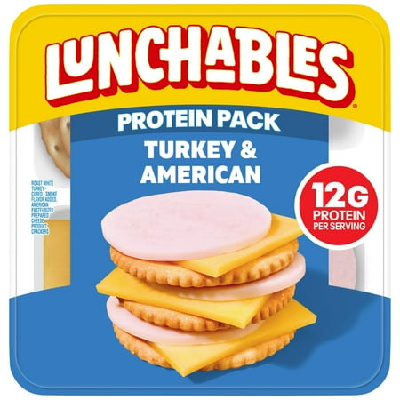 Lunchables Turkey and American Cracker Stackers Snack Kit, 3.2 oz Pack, Refrigerated, Whole