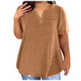 thumbnail image 1 of Women's Color Block Gradient Print V Neck Short Sleeve Casual Loose Tops, 1 of 6