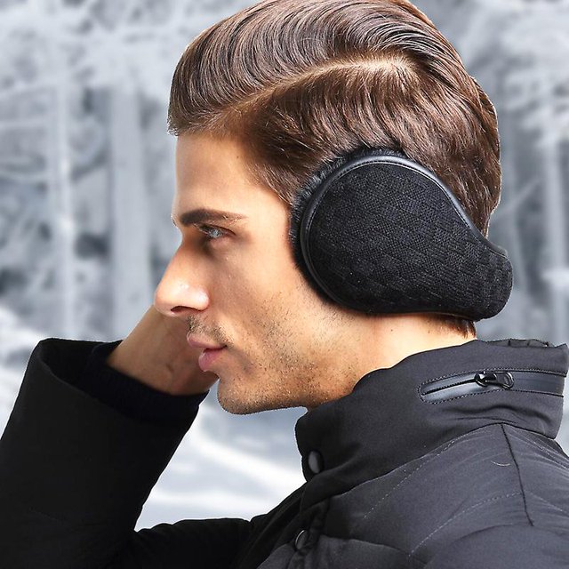 Orejeras de invierno Tal para hombres y mujeres - Orejeras de lana plegables - Orejeras para esquí al aire libre - Orejeras para la cabeza hacia atrás (cuadrado negro) ShuxiuWang 8390614209459