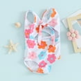 thumbnail image 6 of Douhoow Baby Girl Floral Swimsuits Summer Infant One Piece Swimwear Knotted Cutout Sleeveless Jumpsuit Beachwear, 6 of 9