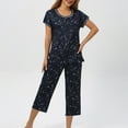 thumbnail image 2 of Jamicy Pyjama de Mode pour Femmes Ensemble Imprimé Haut à Manches Courtes avec Cordon Capris Ensemble de Pyjama pour Dames Confortable Col Rond Tenue de Détente, 2 of 6