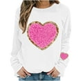 thumbnail image 4 of GUZOM Valentine's Day Womens White Sweatshirt - Charming Fuzzy Heart Sequin Detail, Soft Lightweight Relaxed Crewneck Cute Festive Casual Top,Size 3XL, 4 of 5