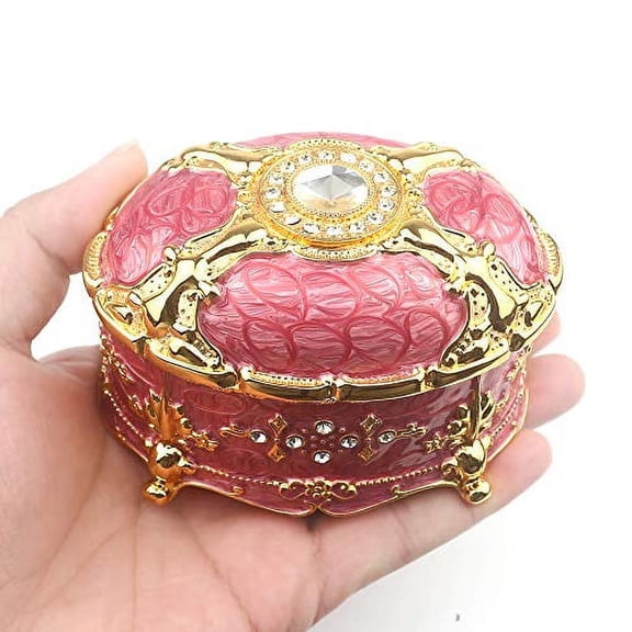 ROSIKING Emboss Alloy Metal Music Box Wind Up Movement Music Box for Friends on Christmas,Valentine's Day (Boutique Embossed Metal Music Box C, Tune;Brahms Lullaby)