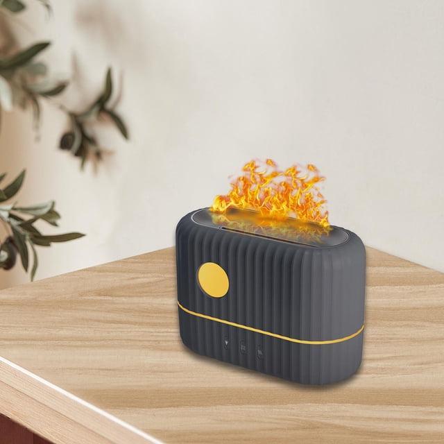 Difusores de aceite esencial Protección de apagado automático Temporizador fragante Ajustes de luz ambiental Fragancias Humidificador de aire de llama , GRIS SOLEDAD Difusores De Aceites Esenciales