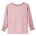 thumbnail image 3 of KAUOD Girls Summer 3/4 Puff Sleeve Crewneck Tops Trendy Tees Shirts for Teen Casual Solid Color Soft Tshirt Blouses, 3 of 4