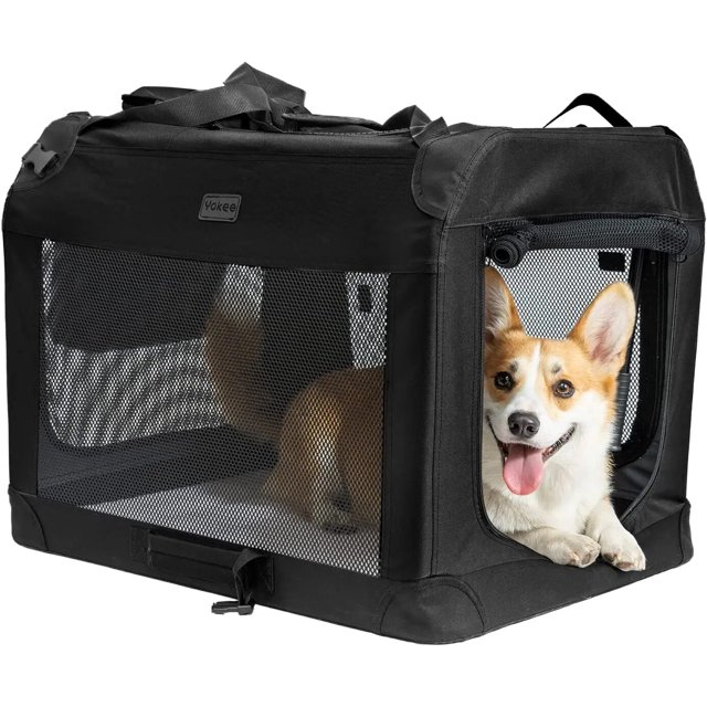 Dog Cage Collapsible Kennel Cat Pet Carrier Bag Quick Portable Folding Soft Crate with Locking Safety Zippers Outgoing Travel ShopWise Round