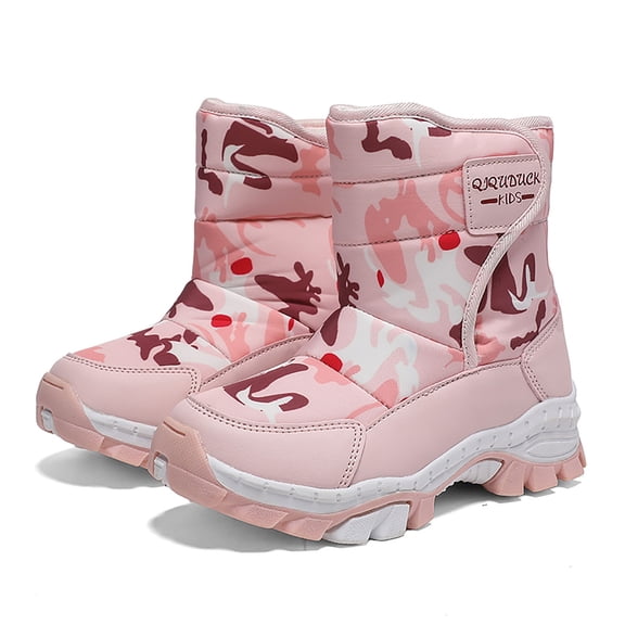 Quealent Kids Snow Boots for Boys Girls Winter Warm Waterproof Non Slip Outdoor Shoes Cold Weather (Toddler/Little Kid/Big Kid) Pink for Size 12