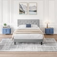 thumbnail image 3 of Harper & Bright Designs Queen Size Upholstered Platform Bed with Tufted Linen Headboard, Wood Bed Frame with Slat Support for Bedroom, Light Gray, 3 of 9