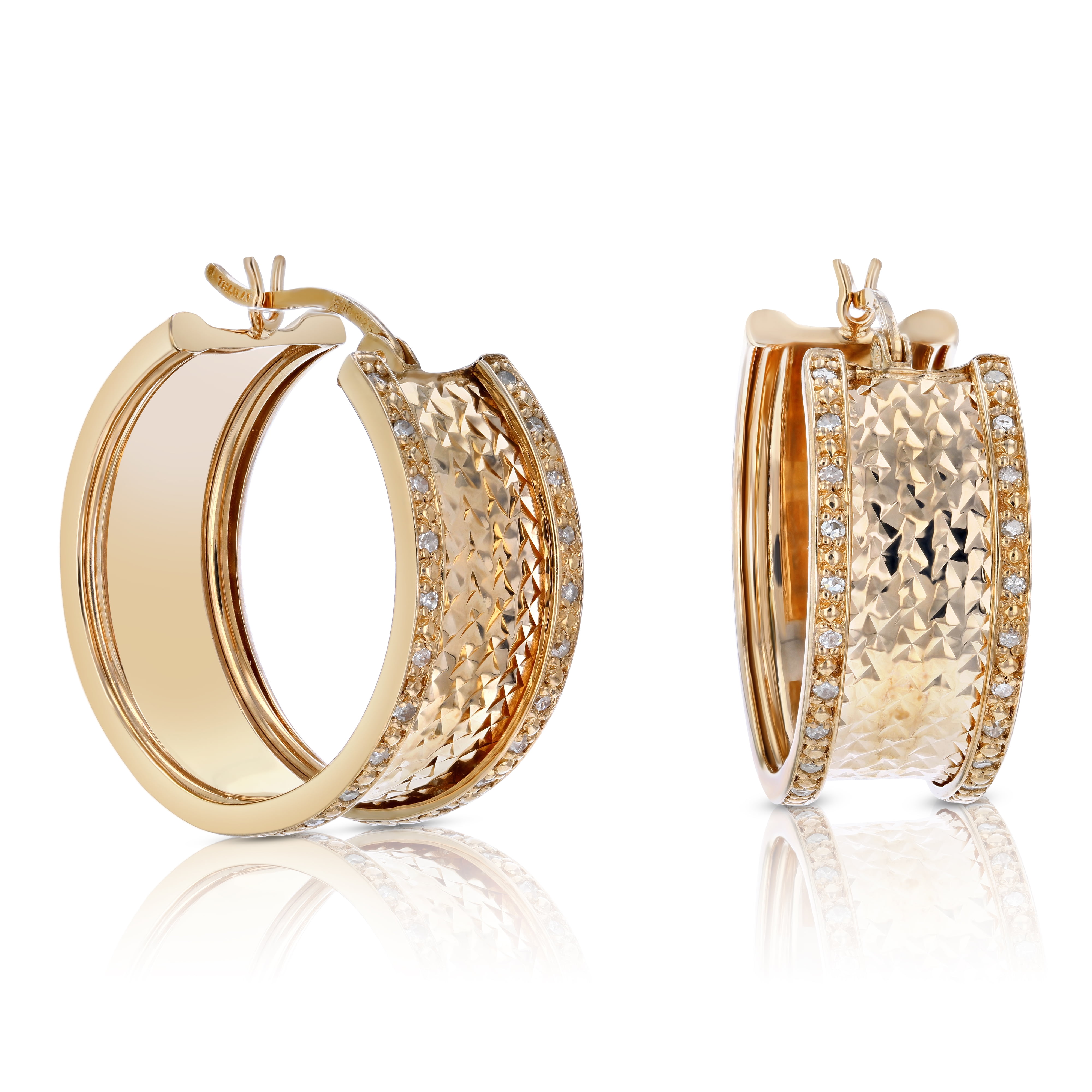 Vir Jewels 1/4 CTTW Diamond Hoop Earrings Rose Gold Plated over .925 Silver 1 Inch Design Female