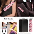 thumbnail image 5 of Jeiento Cute 13 Piece Car Seat Cover Set with Steering Wheel Cover Seatbelt Strap Pad Armrest Pad Cup Coasters Key Chain Pink Strawberry Automobile Interior Sets Fit for Van Truck SUV Sedan, 5 of 9