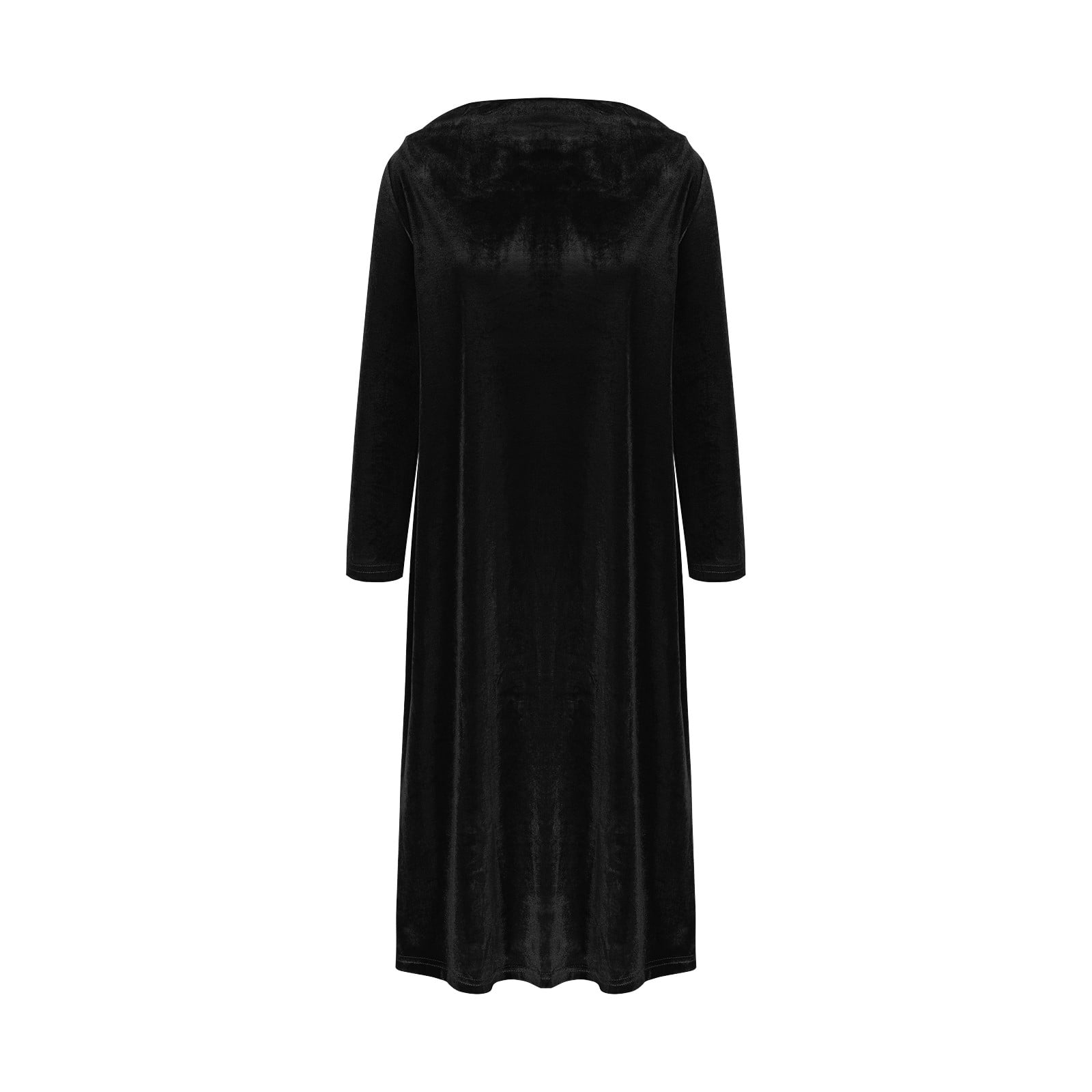 OSFVNOXV Velvet Dress for Women Plus Size Long Sleeve Evening Dress Loose Fit Solid Color Wedding Guest Dress
