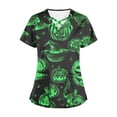 thumbnail image 3 of Tops Cortos para las Mujeres, Halloween Impreso en Cuello en V con Bolsillo, Moda Casual Manga Corta, 3 of 5
