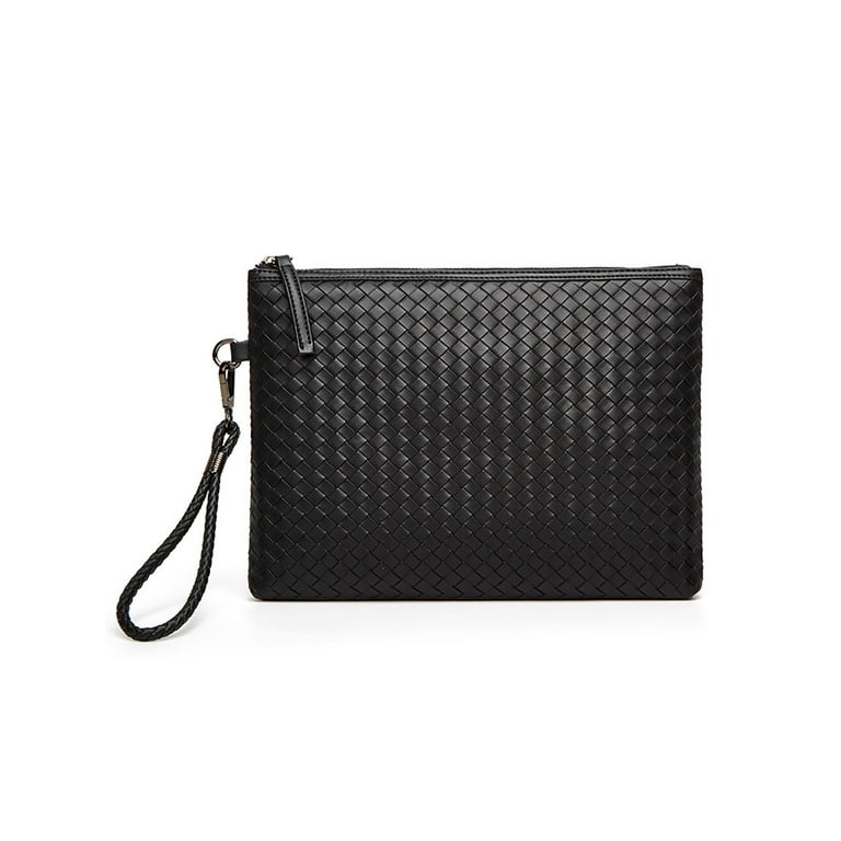 Fashion Black Leather Men's Clutch Purse Clutch Bag Wristlet Bag For M