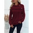thumbnail image 5 of Women'S Pullover Sweater Pile Collar Knit Raglan Sleeve Sweater Wine Red S, 5 of 10
