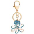 thumbnail image 1 of - Lindo llavero de pulpo con diamantes de imitación, llavero de animales, accesorios para el coche y el bolso (azul), 1 of 4