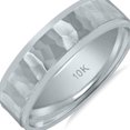 thumbnail image 3 of SZUL Men's 10K White Gold 6mm Wedding Band with Hammered Center, 3 of 4