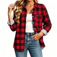 thumbnail image 7 of Josdec Women's Plaid Button Down Shirt, Lapel Long Sleeve with Double Chest Pockets for Office Daily S‑2XL, 7 of 7