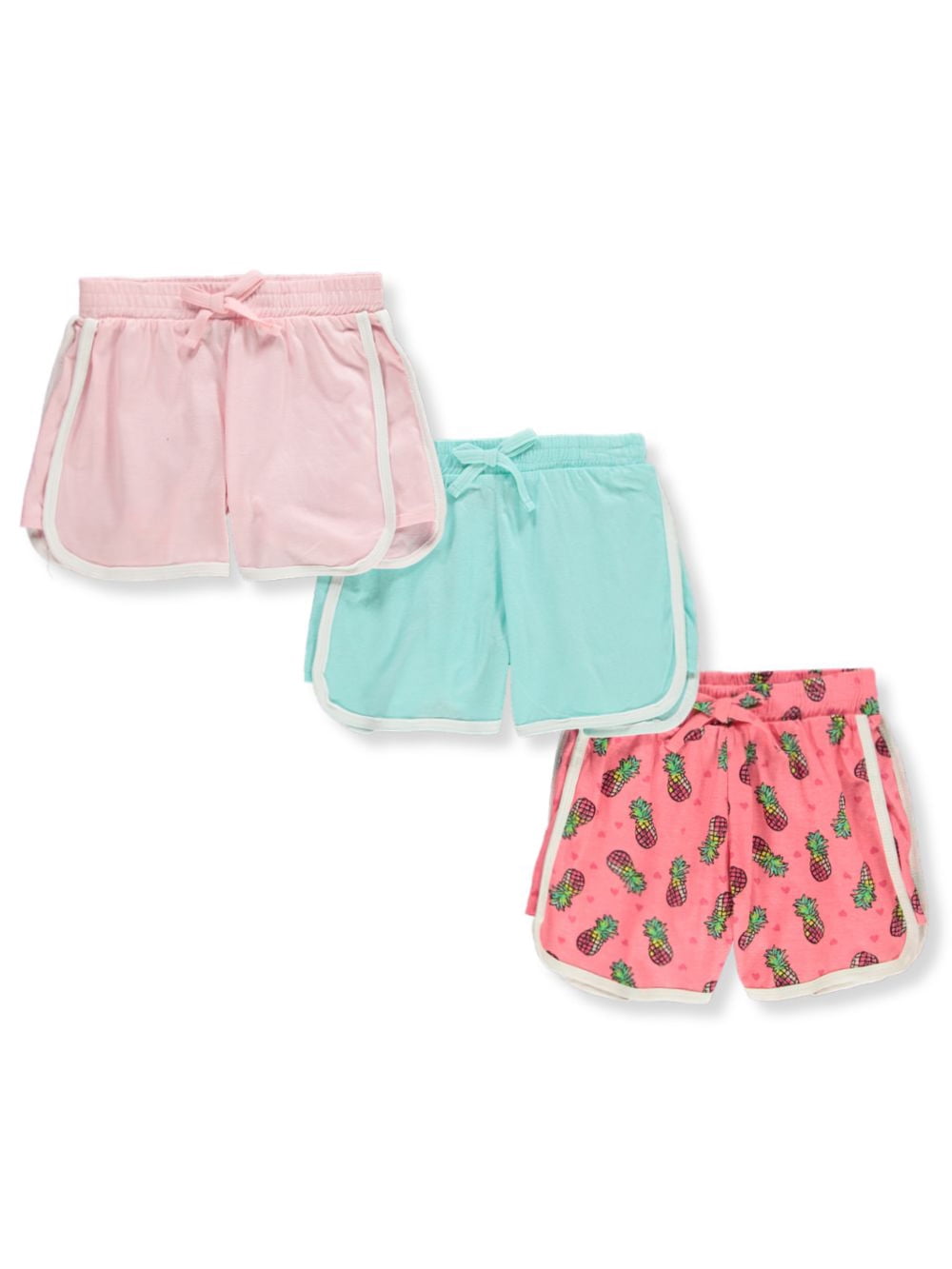 Pink Velvet Girls' 3Pack Dolphin Hem Shorts coral/multi, 7 8 (Big