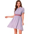 thumbnail image 1 of INSPIRE CHIC Robe d'Été à Boutons Smockée à Blocs de Couleur pour Femmes Violet TG, 1 of 6