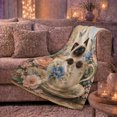 thumbnail image 6 of Whimsical Siamese Kitten Floral Teacup, Cozy Pet Portrait Pattern, Warm Flannel Blanket for Living Room and Bedroom, Cat Lovers Valentine's Day Gift, Pet Lover Home Decor, 6 of 9