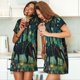 thumbnail image 4 of Easygdp Mystical Black Cat Fireflies Camisón de manga corta para mujer, informal, estampado, 4 of 6