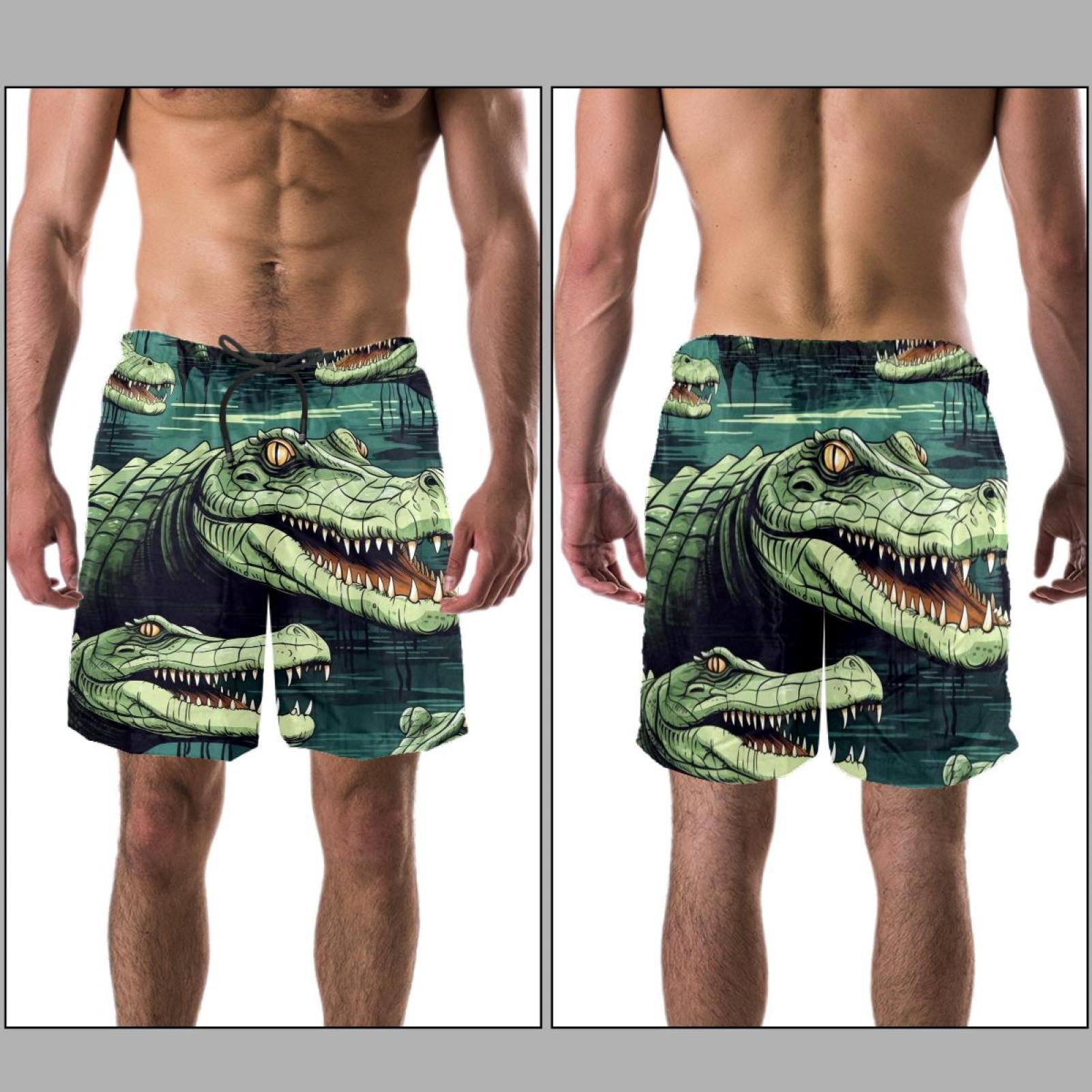 luoweisi Men's Beach Shorts Quick Dry Swim Trunks with Mesh Lining Crocodile S