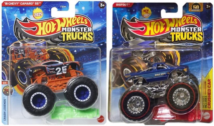 Hot Wheels Monster Trucks Die-Cast Vehicles, 1:64 Scale, Bundle of 8, FYJ44-993E