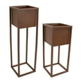 thumbnail image 3 of Sunnydaze Modern Simplicity Assorted Square Brown Metal Outdoor Planter 2-Count, 3 of 12