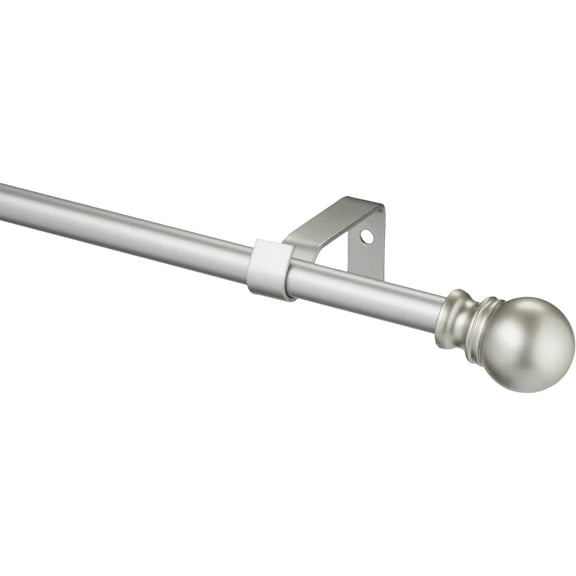Kenney Petite Caf Davenport Curtain Rod - Adjustable Metal, Hardware Included - 48-86", Brushed Nickel